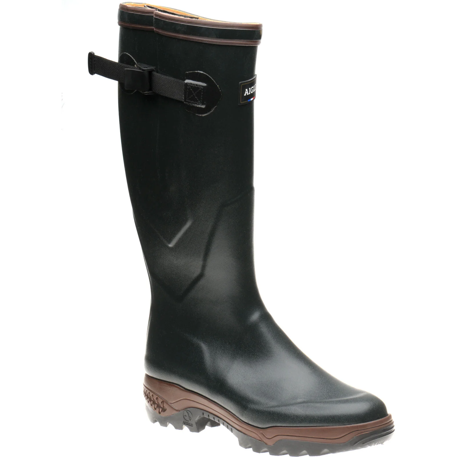 Aigle Parcours 2 Vario mens rubber-soled boots in green and bronze