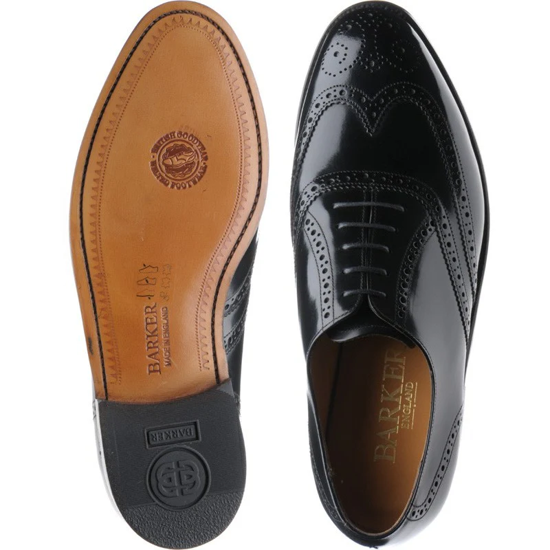 Barker Albert mens brogues in black polished - Image 3