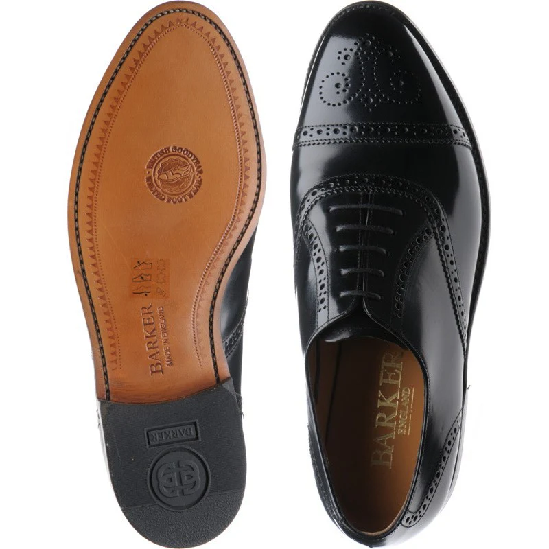 Barker Alfred mens semi-brogues in black polished - Image 3