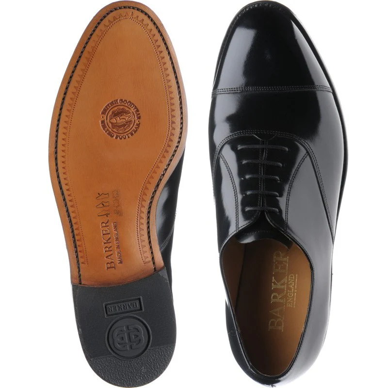 Barker Arnold mens Oxfords in black polished - Image 3
