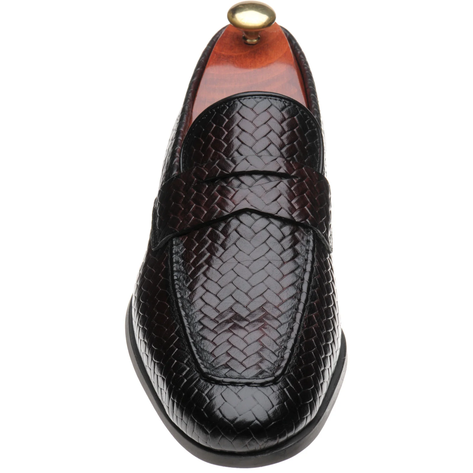 Barker Capri mens rubber-soled loafers in brown weave calf - Image 2