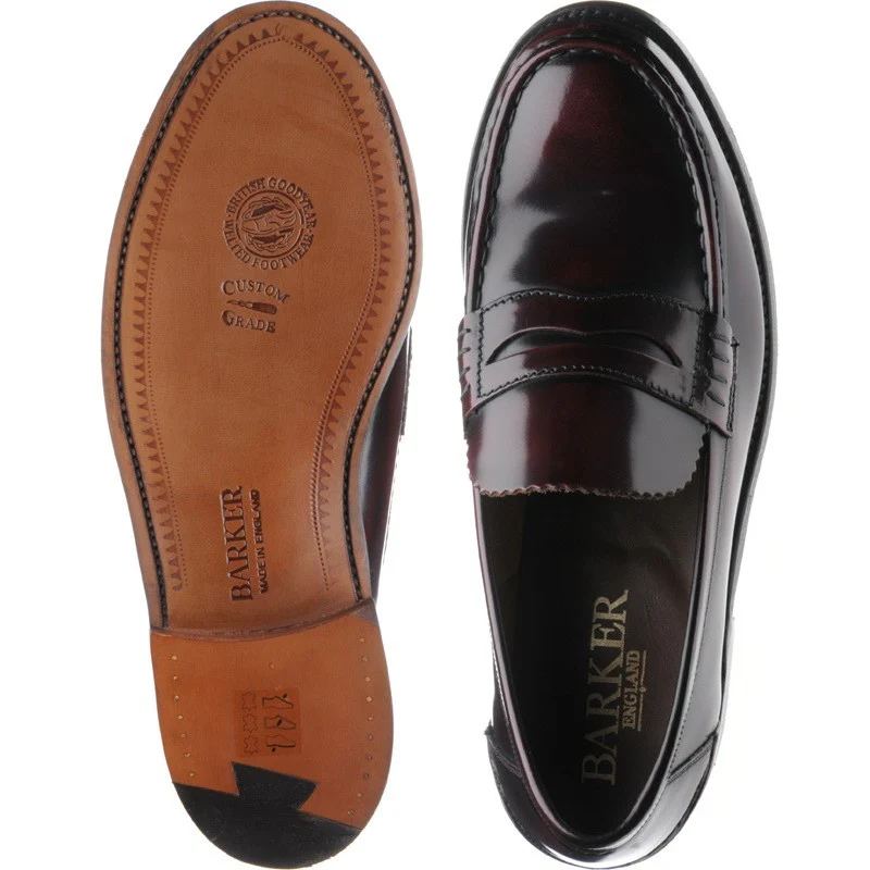 Barker Caruso mens loafers in burgundy polished - Image 3