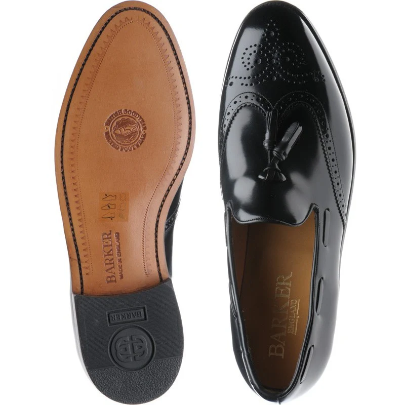 Barker Clive mens tasselled loafers in black polished - Image 3