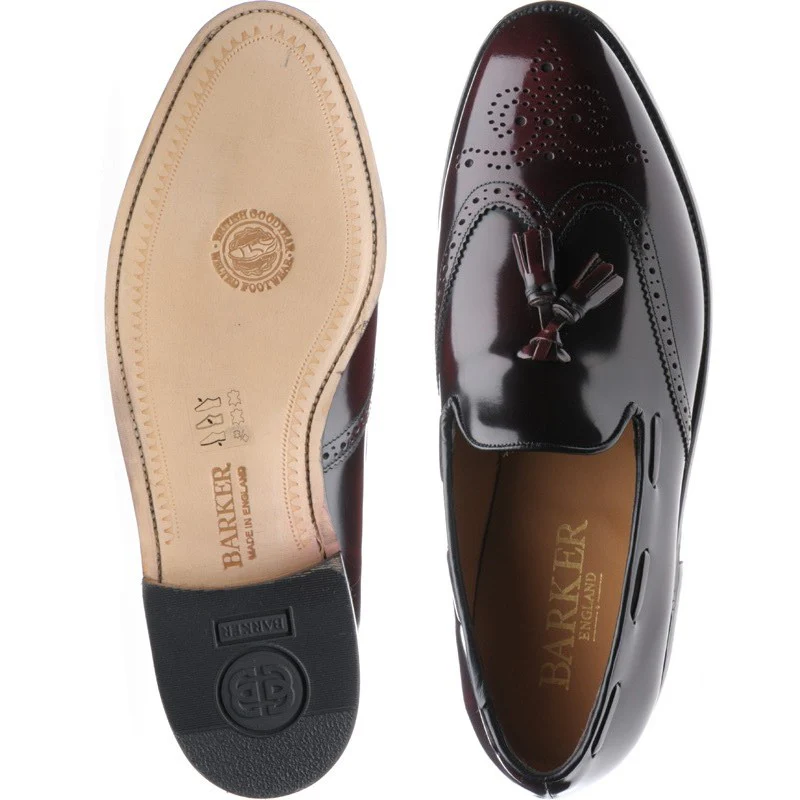 Barker Clive mens tasselled loafers in burgundy polished - Image 3
