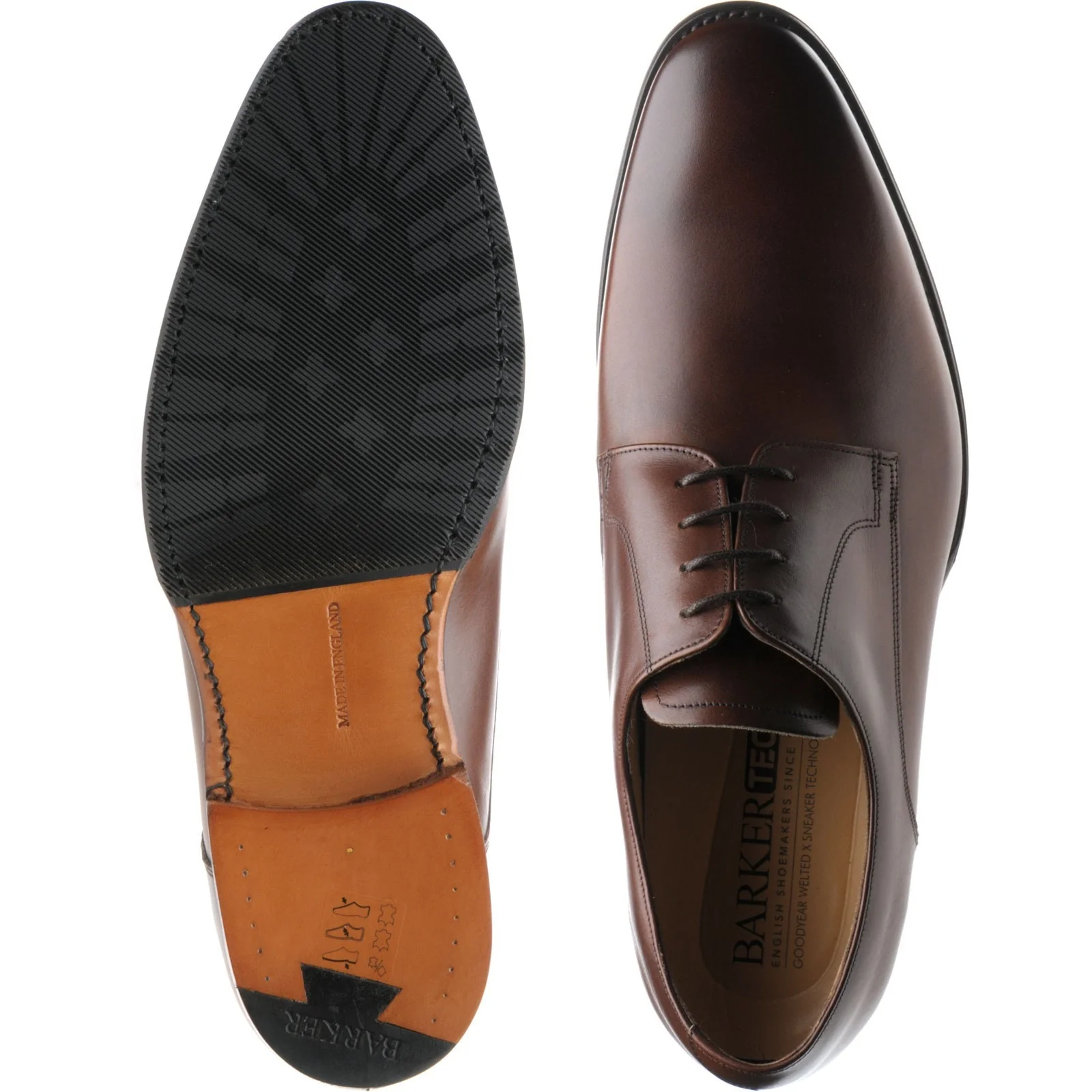Barker Ellon mens hybrid-soled Derby shoes in dark walnut calf - Image 3