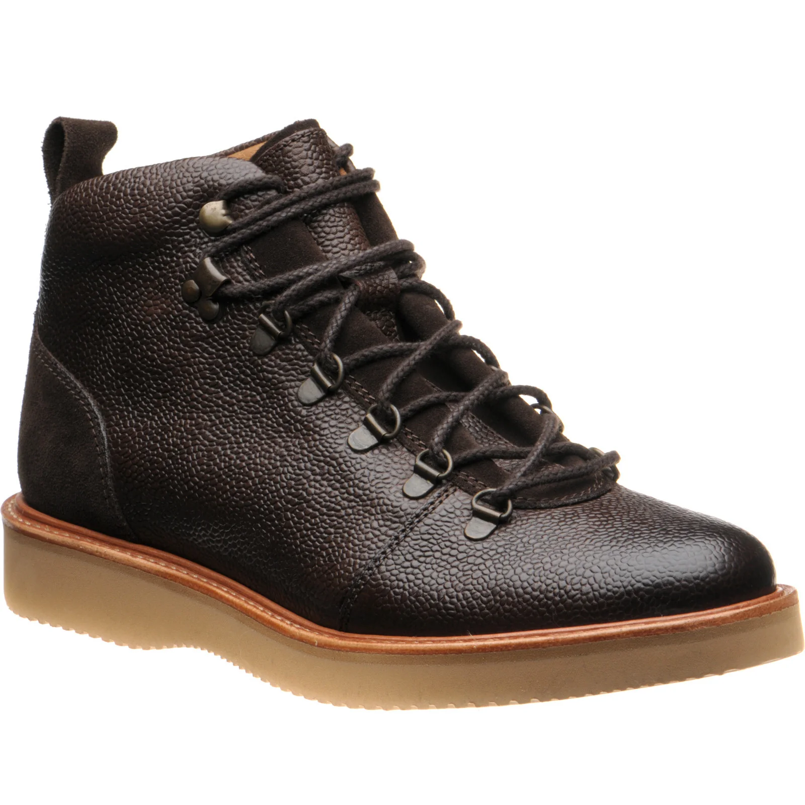 Barker Frank mens rubber-soled boots in choc grain and burish suede