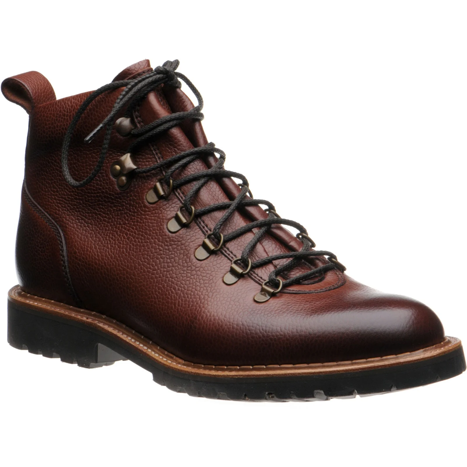 Barker Glencoe mens rubber-soled boots in cherry grain