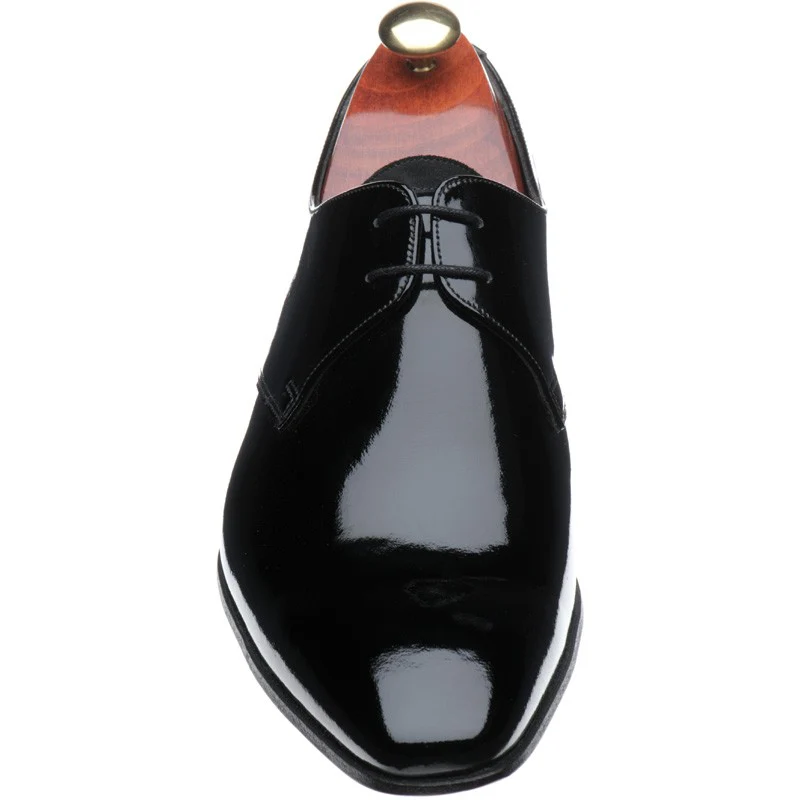 Barker Goldington mens Derby shoes in black patent and suede - Image 2