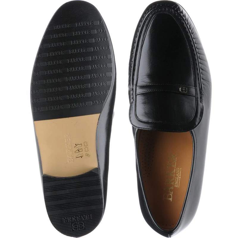 Barker Jefferson mens rubber-soled loafers in black kid - Image 3