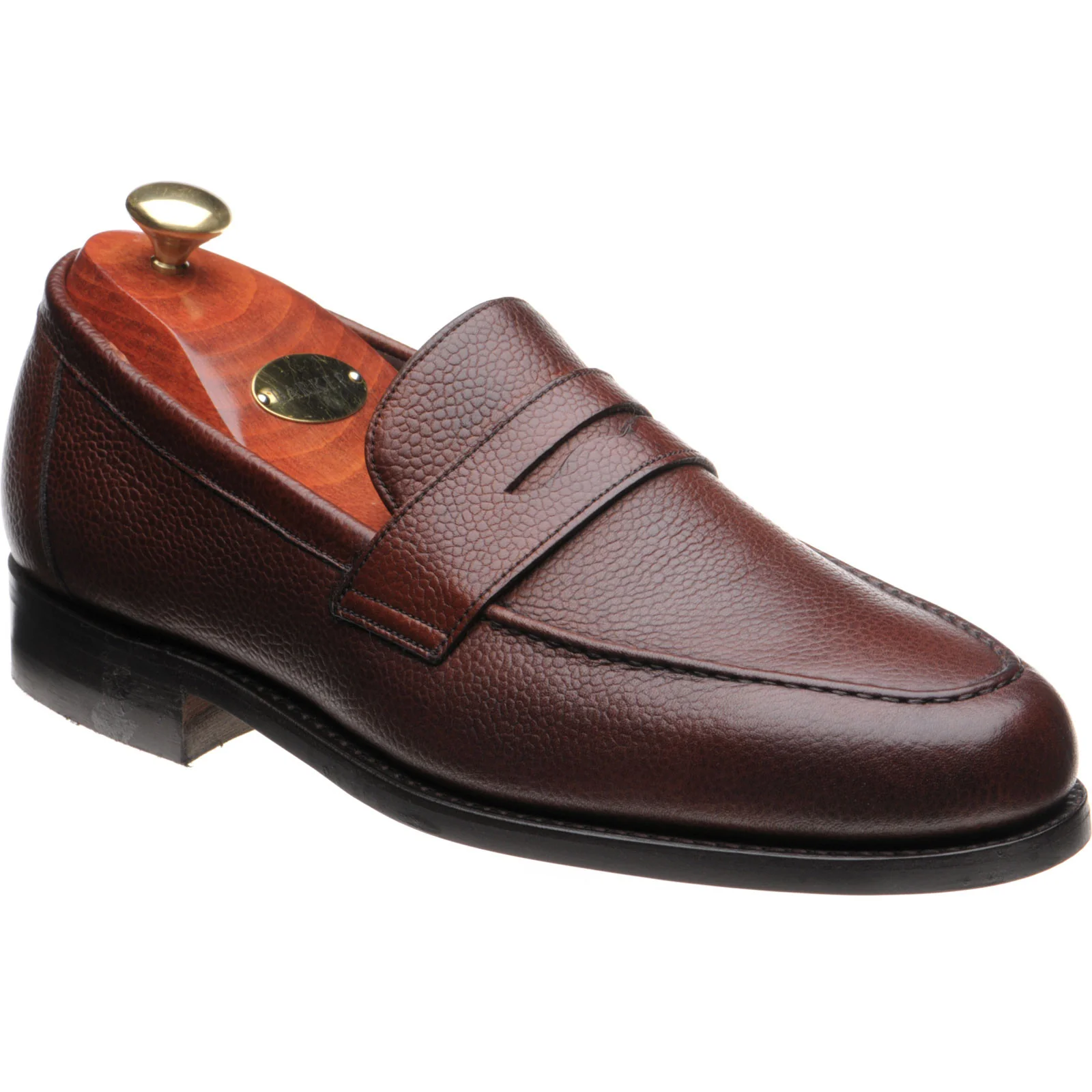 Barker Jevington (Rubber) mens rubber-soled loafers in cherry grain calf