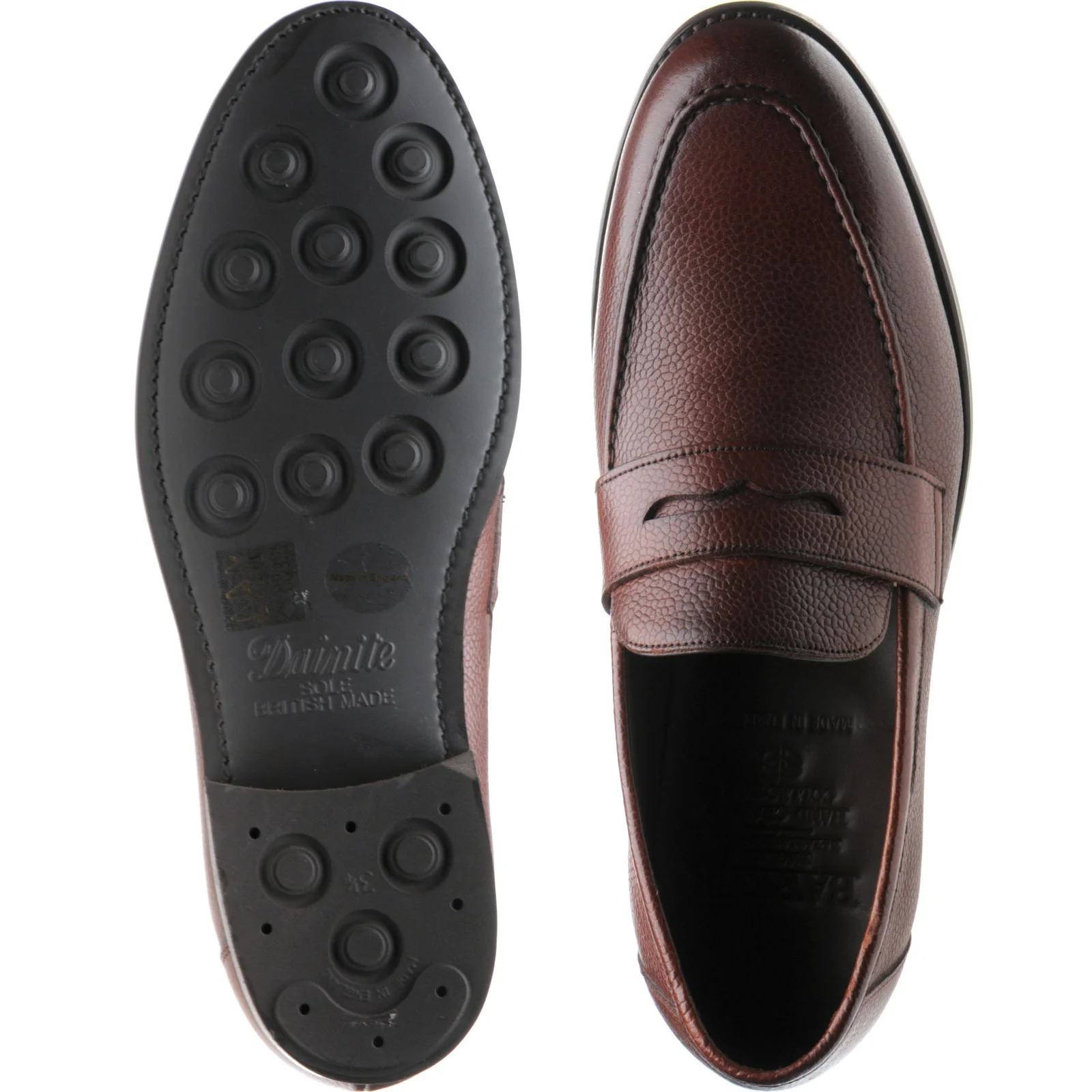 Barker Jevington (Rubber) mens rubber-soled loafers in cherry grain calf - Image 3