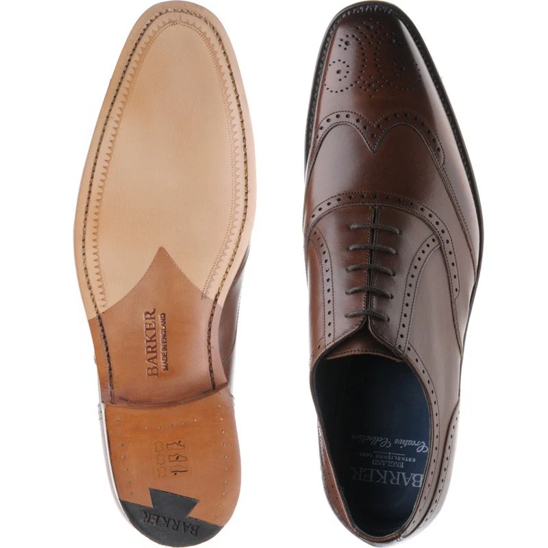 Barker Johnny mens brogues in dark brown calf - Image 3