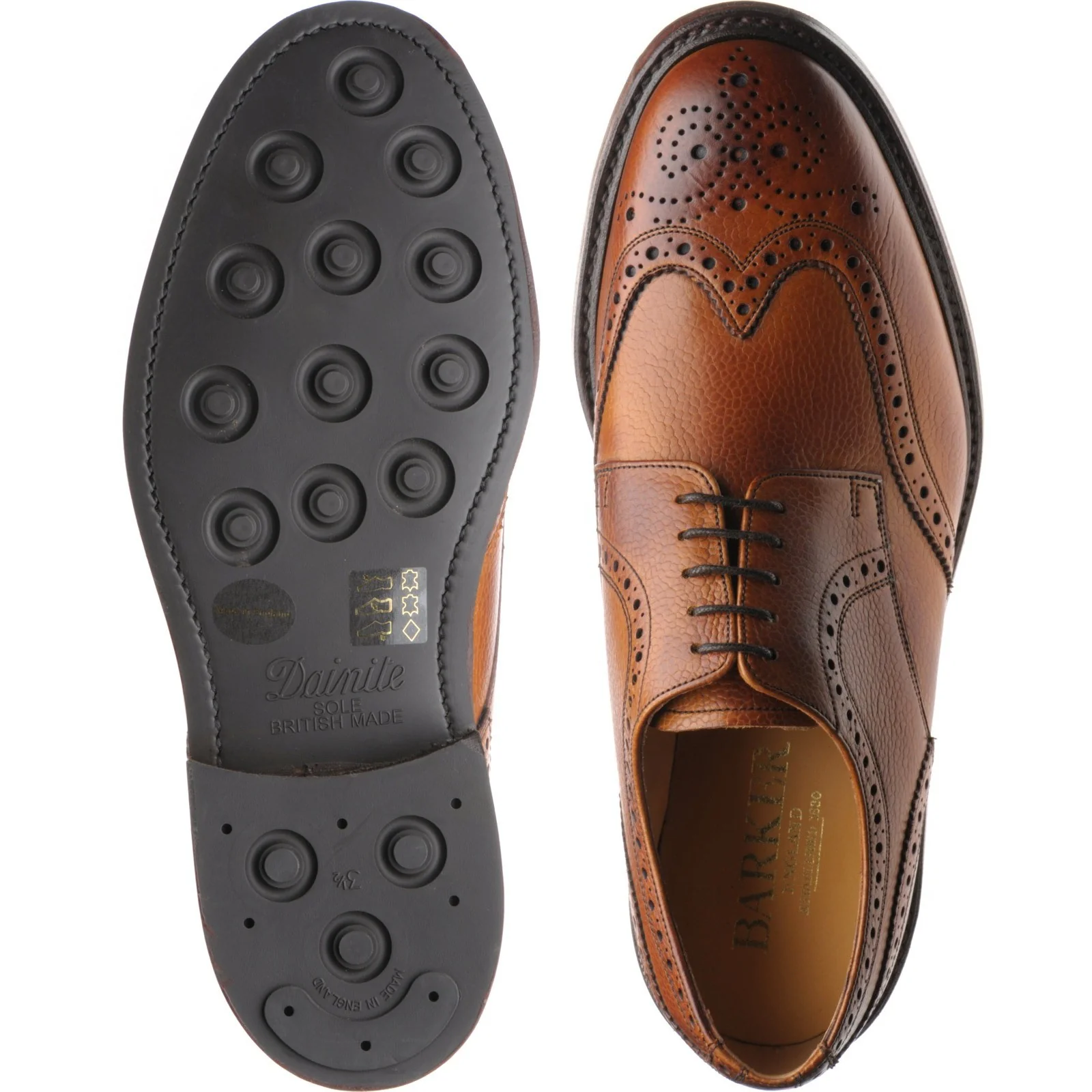 Barker Kelmarsh mens rubber-soled brogues in cedar grain - Image 3