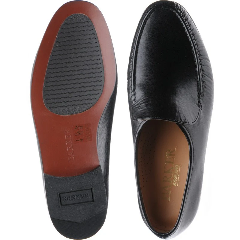 Barker Laurence mens rubber-soled loafers in black kid - Image 3