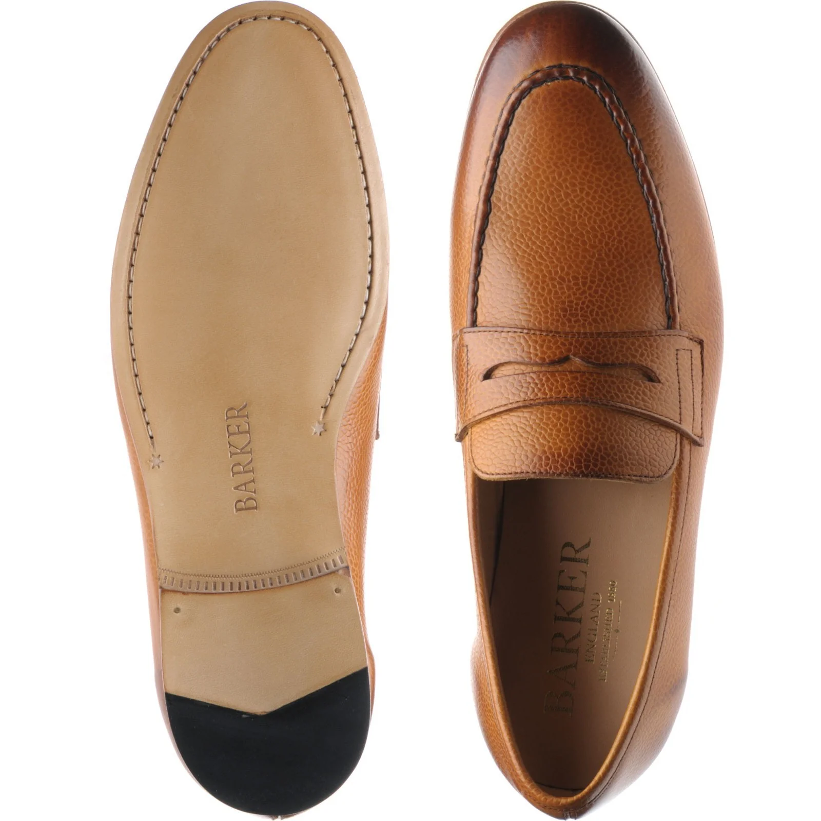 Barker Ledley mens loafers in cedar grain - Image 3