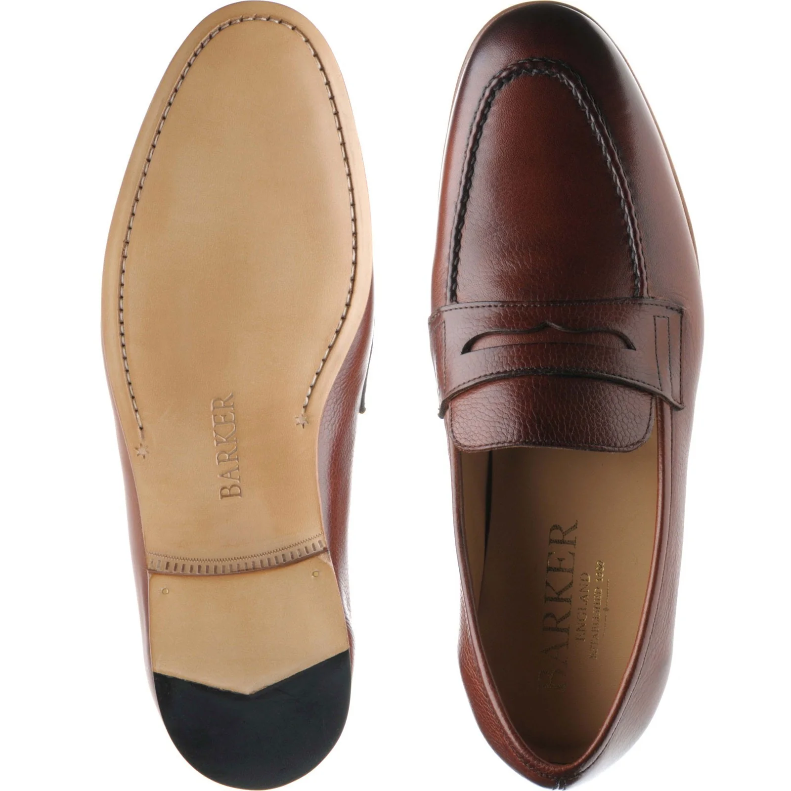 Barker Ledley mens loafers in cherry grain - Image 3