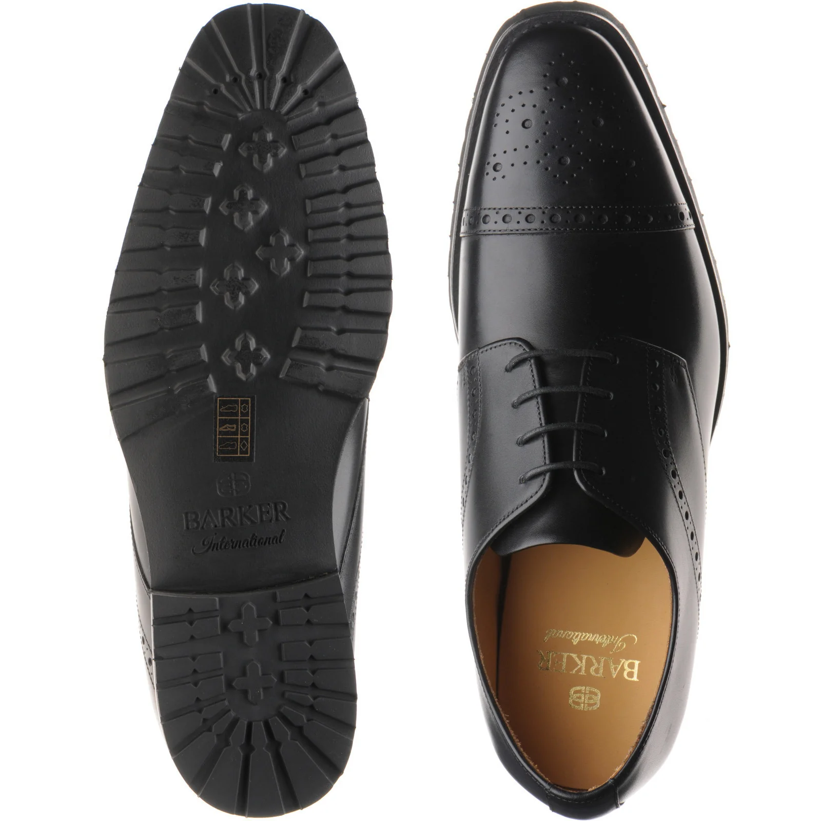 Barker Margate mens rubber-soled semi-brogues in black calf - Image 3