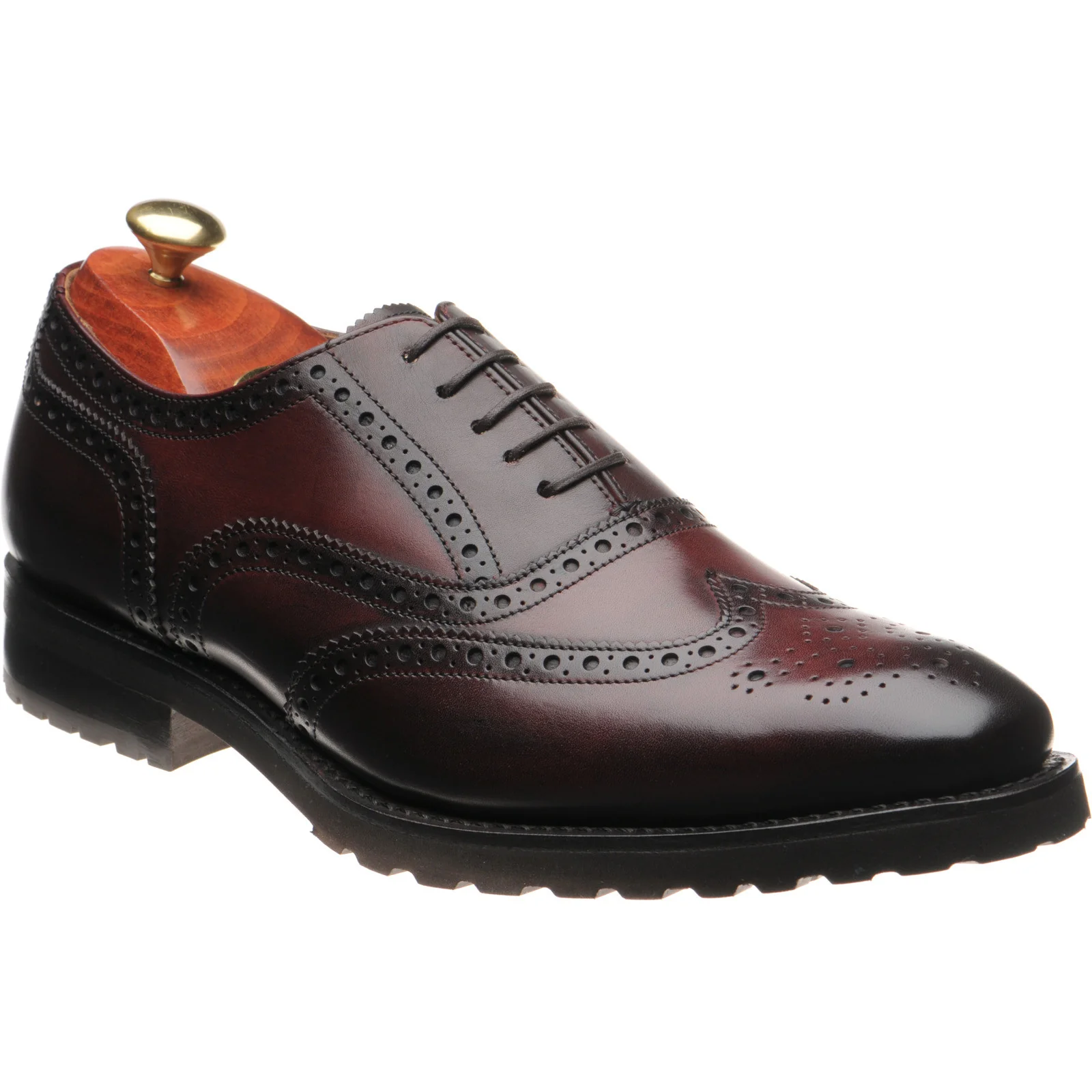Barker Marston mens rubber-soled brogues in burgundy calf