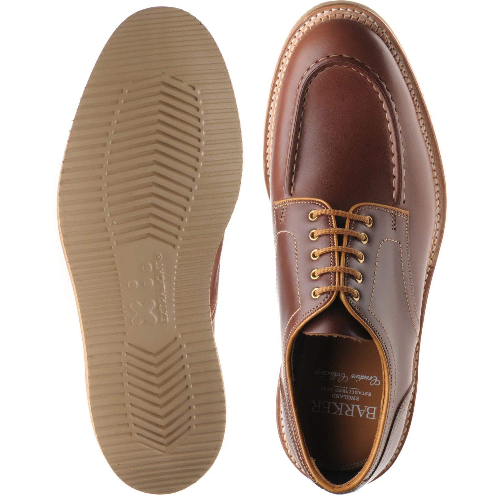 Barker Michigan mens rubber-soled Derby shoes in brown waxy calf - Image 3