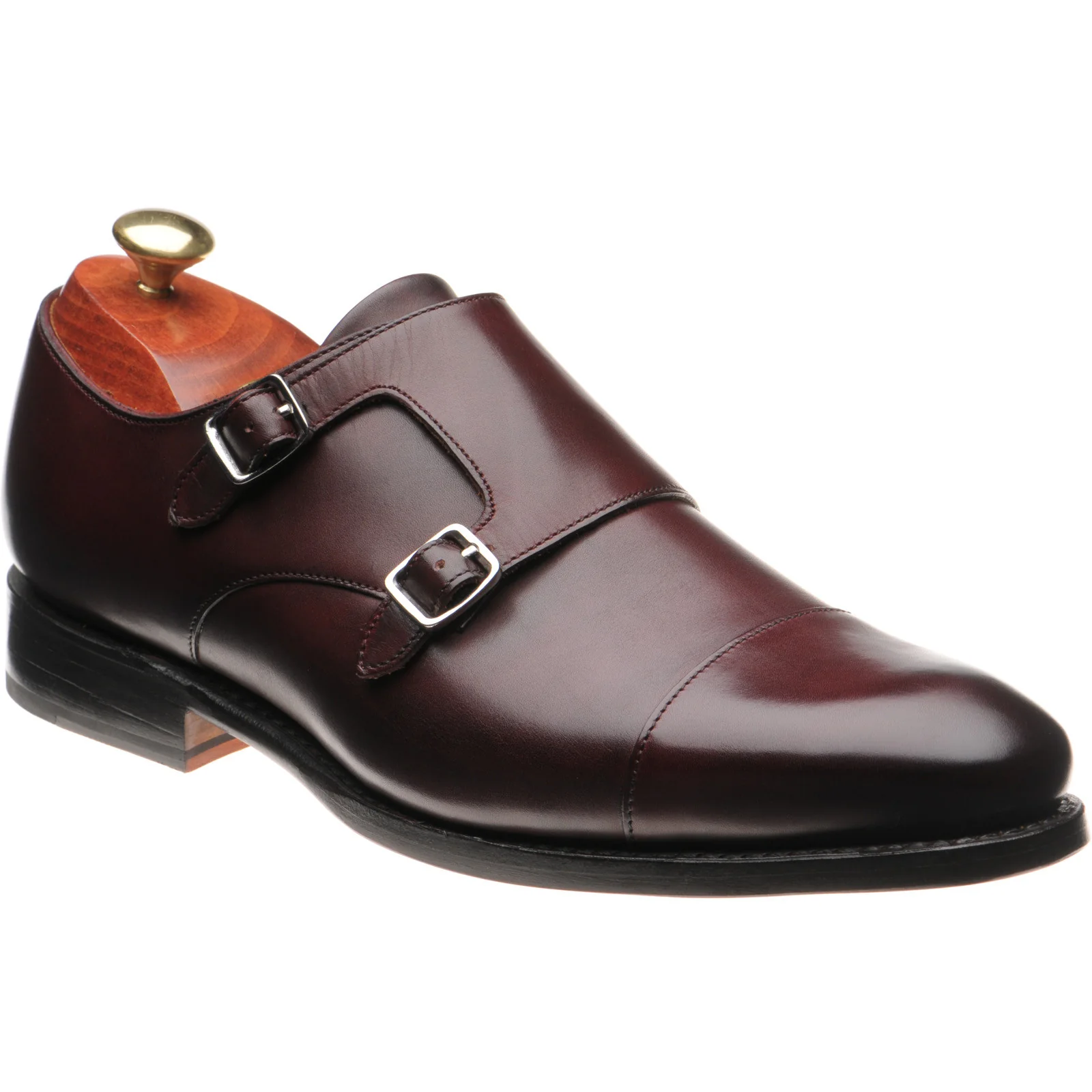 Barker Middlewich mens monk shoes in burgundy calf