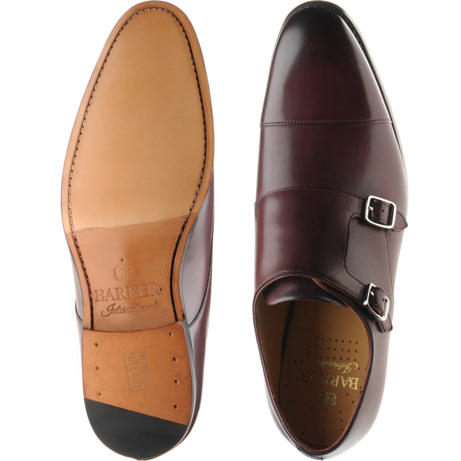 Barker Middlewich mens monk shoes in burgundy calf - Image 3