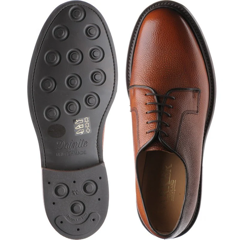 Barker Nairn (Rubber) mens rubber-soled Derby shoes in cedar grain - Image 3