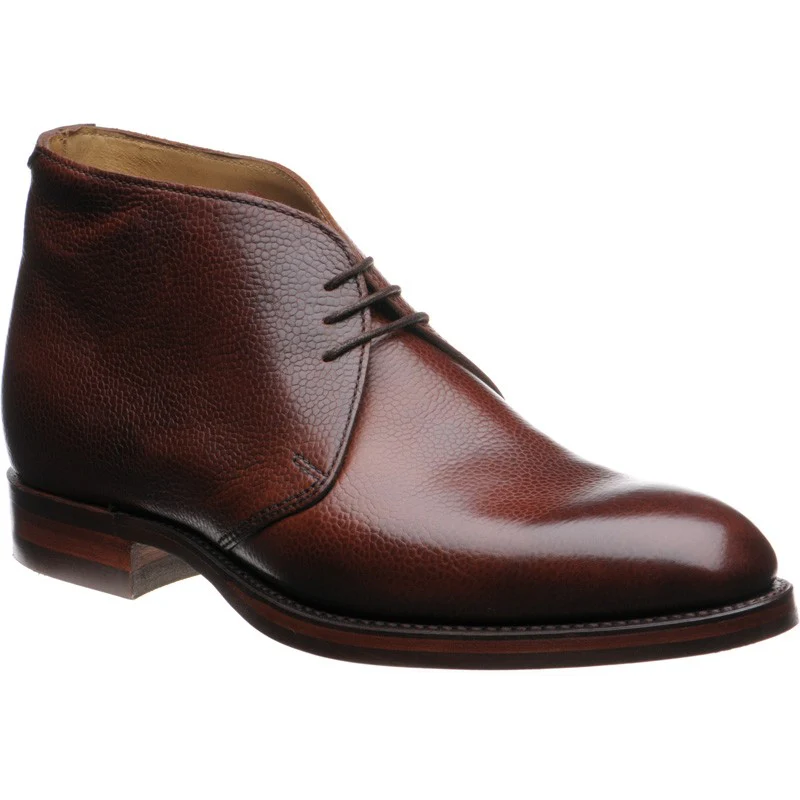 Barker Orkney mens rubber-soled boots in cherry grain