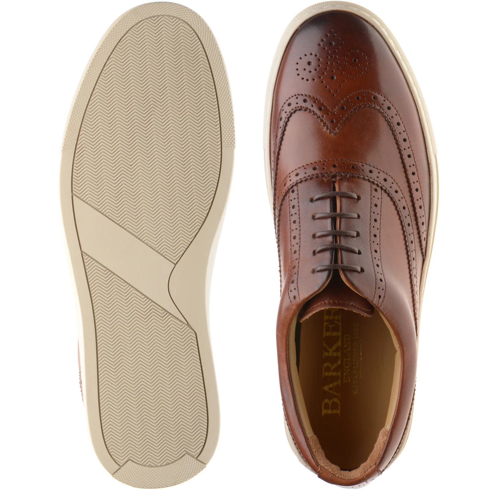 Barker Owen mens rubber-soled brogues in walnut calf (second) - Image 3