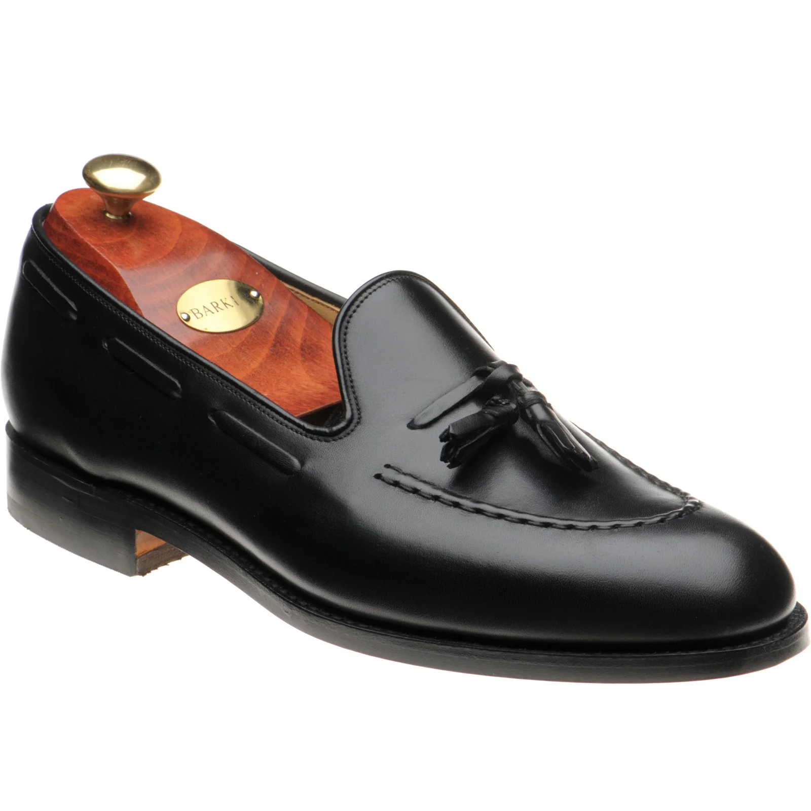 Barker Pevensey mens tasselled loafers in black calf
