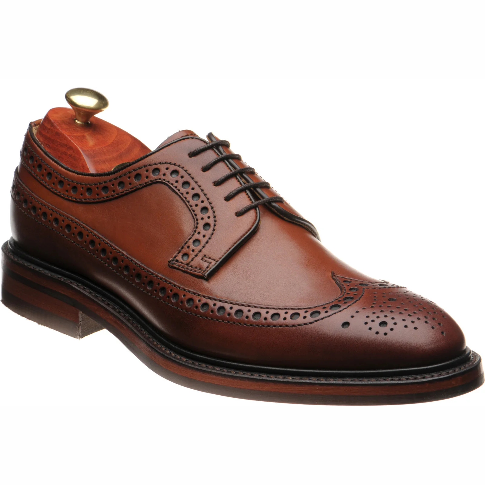 Barker Pickering mens rubber-soled brogues in chestnut calf