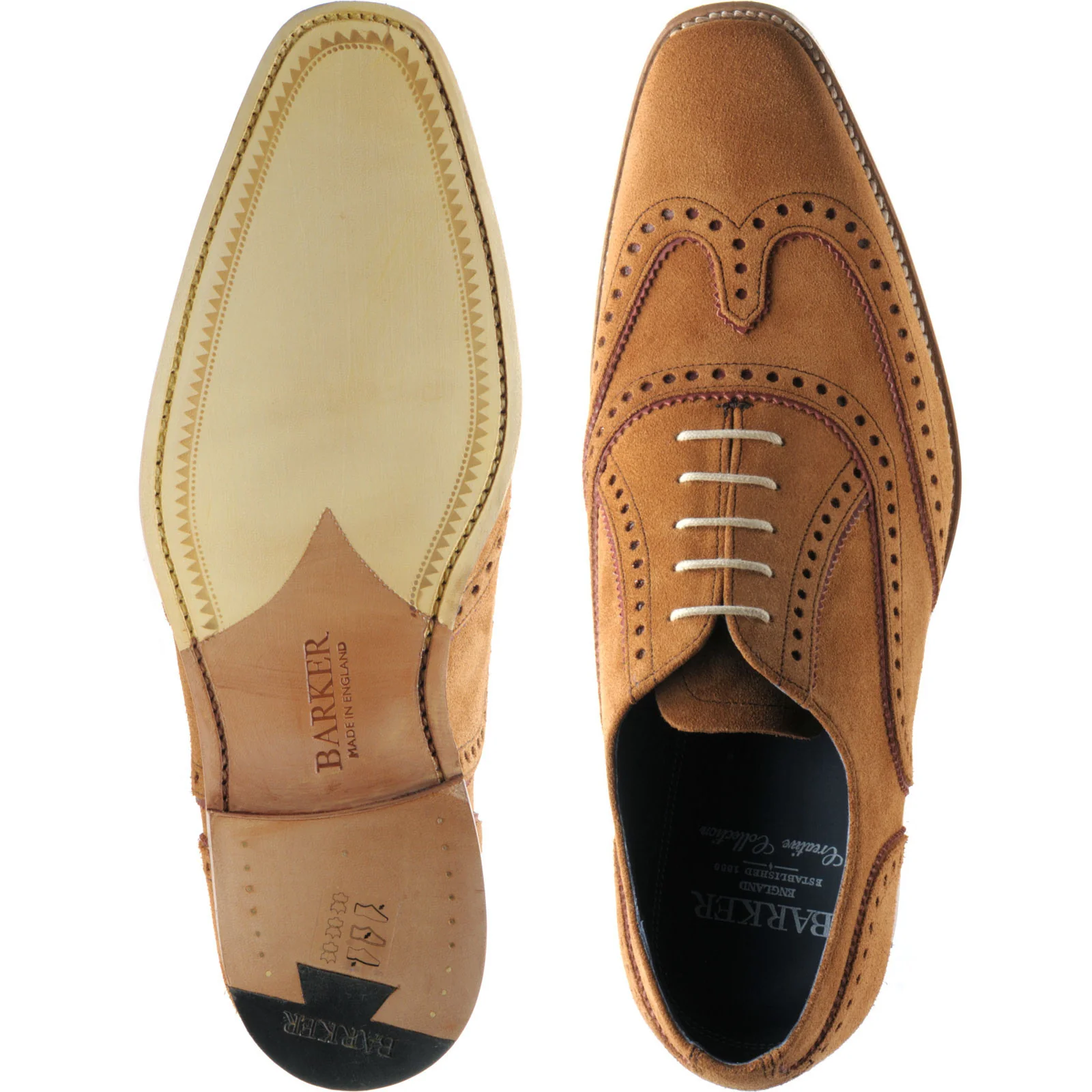 Barker Spencer mens brogues in terra suede  burgundy suede - Image 3