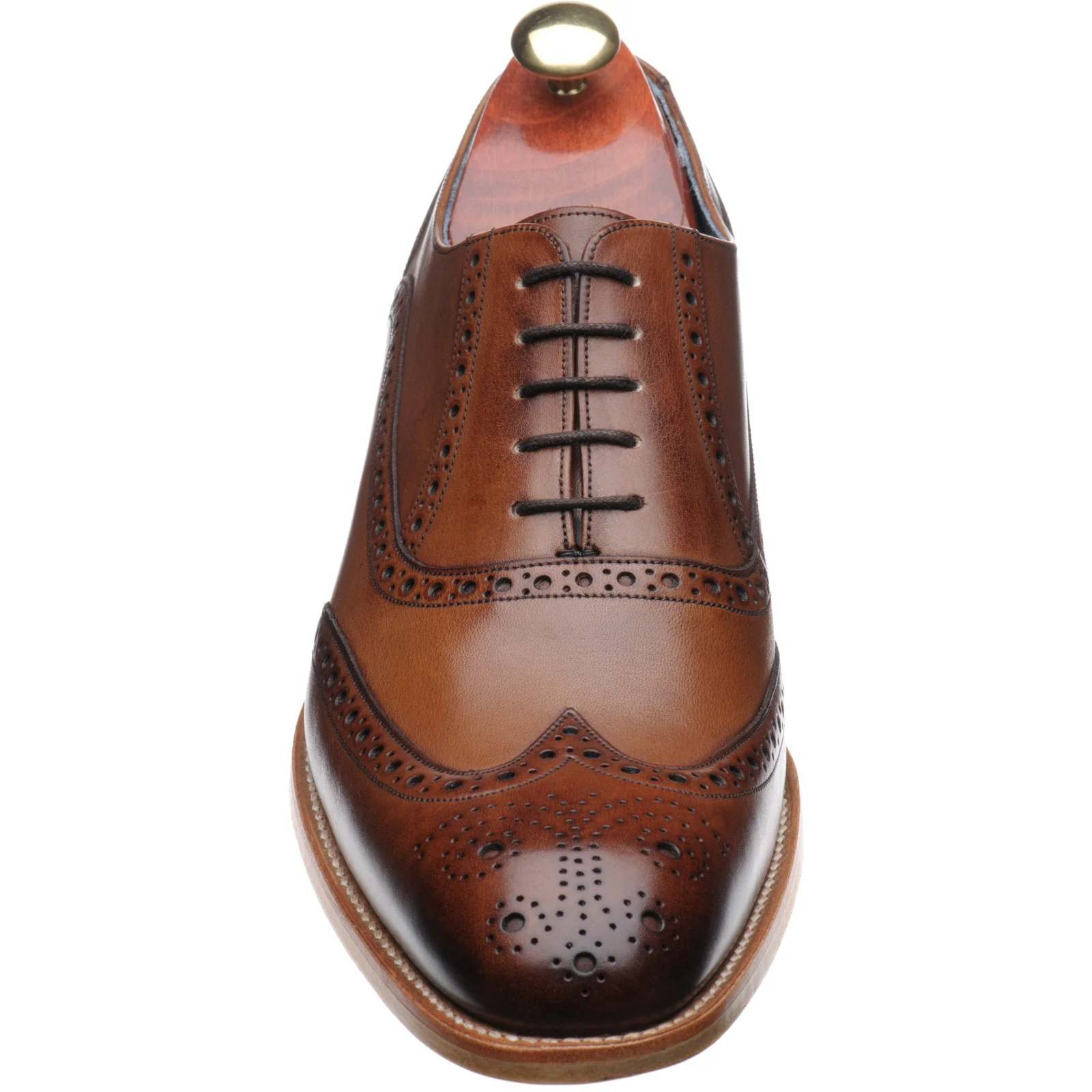Barker Valiant mens brogues in brown hand painted calf - Image 2