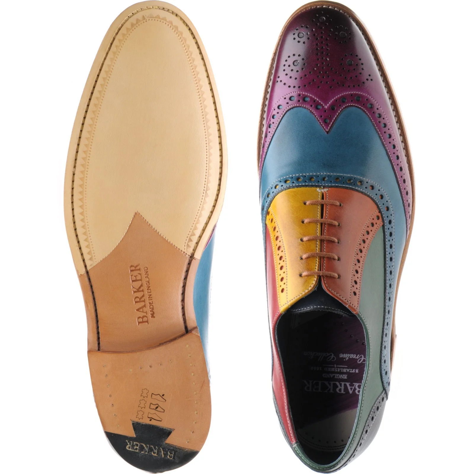 Barker Valiant mens brogues in multi colour hand painted calf - Image 3