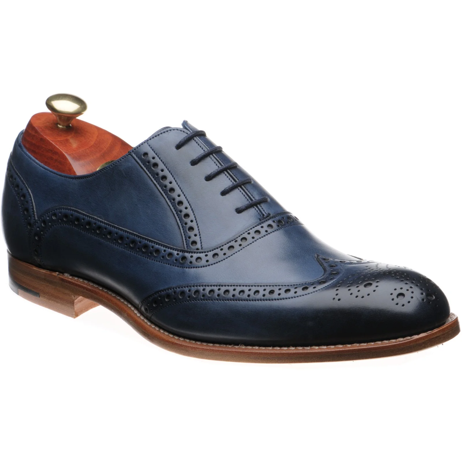 Barker Valiant mens brogues in navy hand painted calf