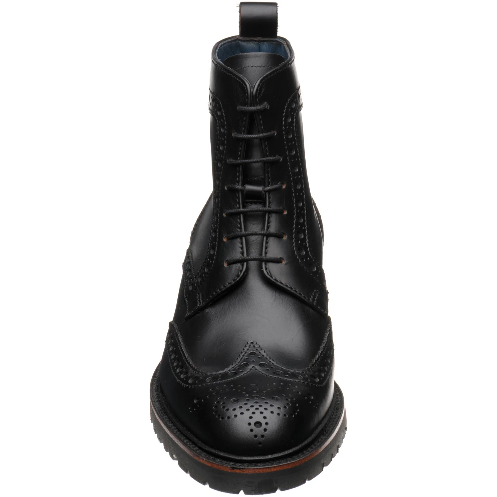 Barker Woodbury mens rubber-soled brogue boots in black waxy calf - Image 2