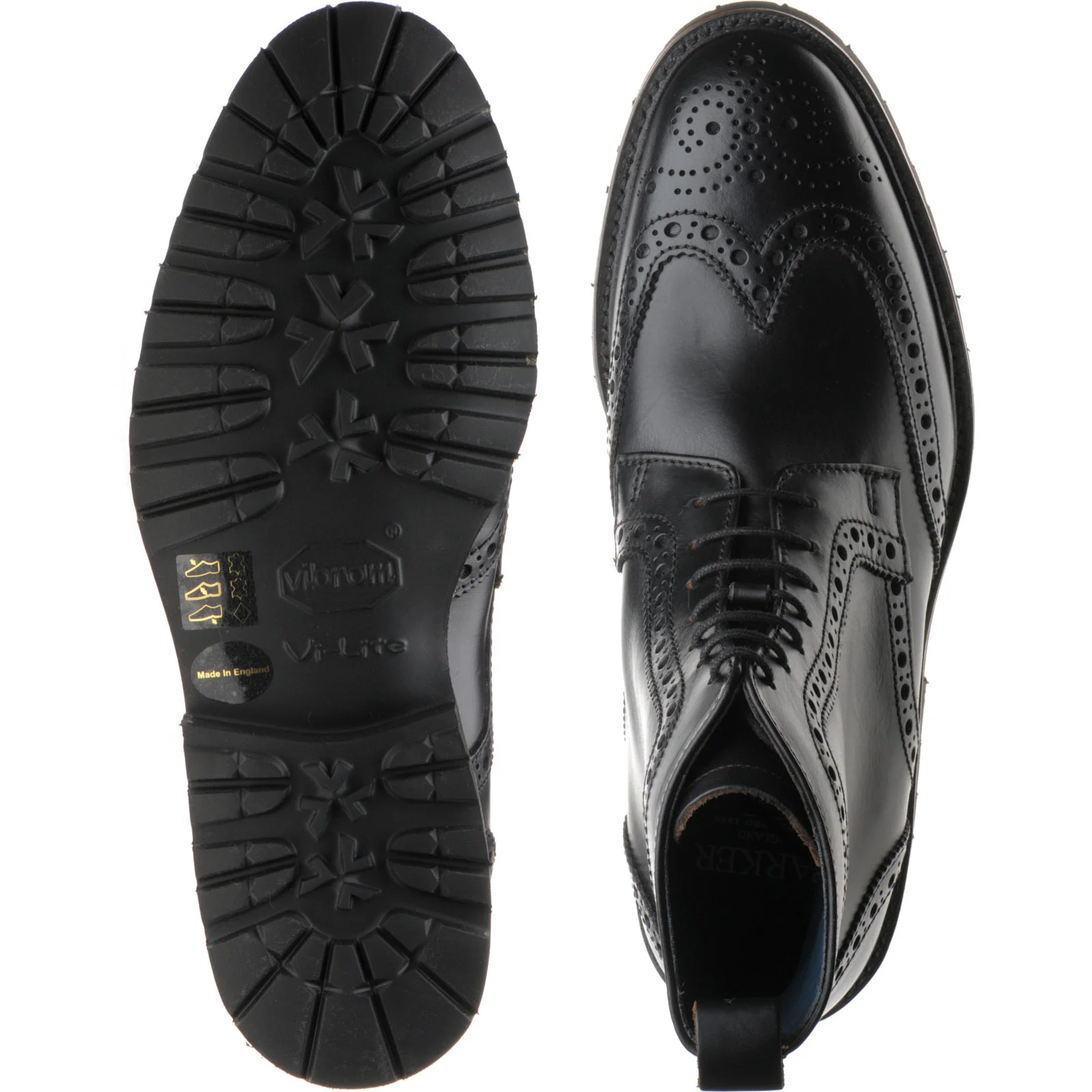 Barker Woodbury mens rubber-soled brogue boots in black waxy calf - Image 3
