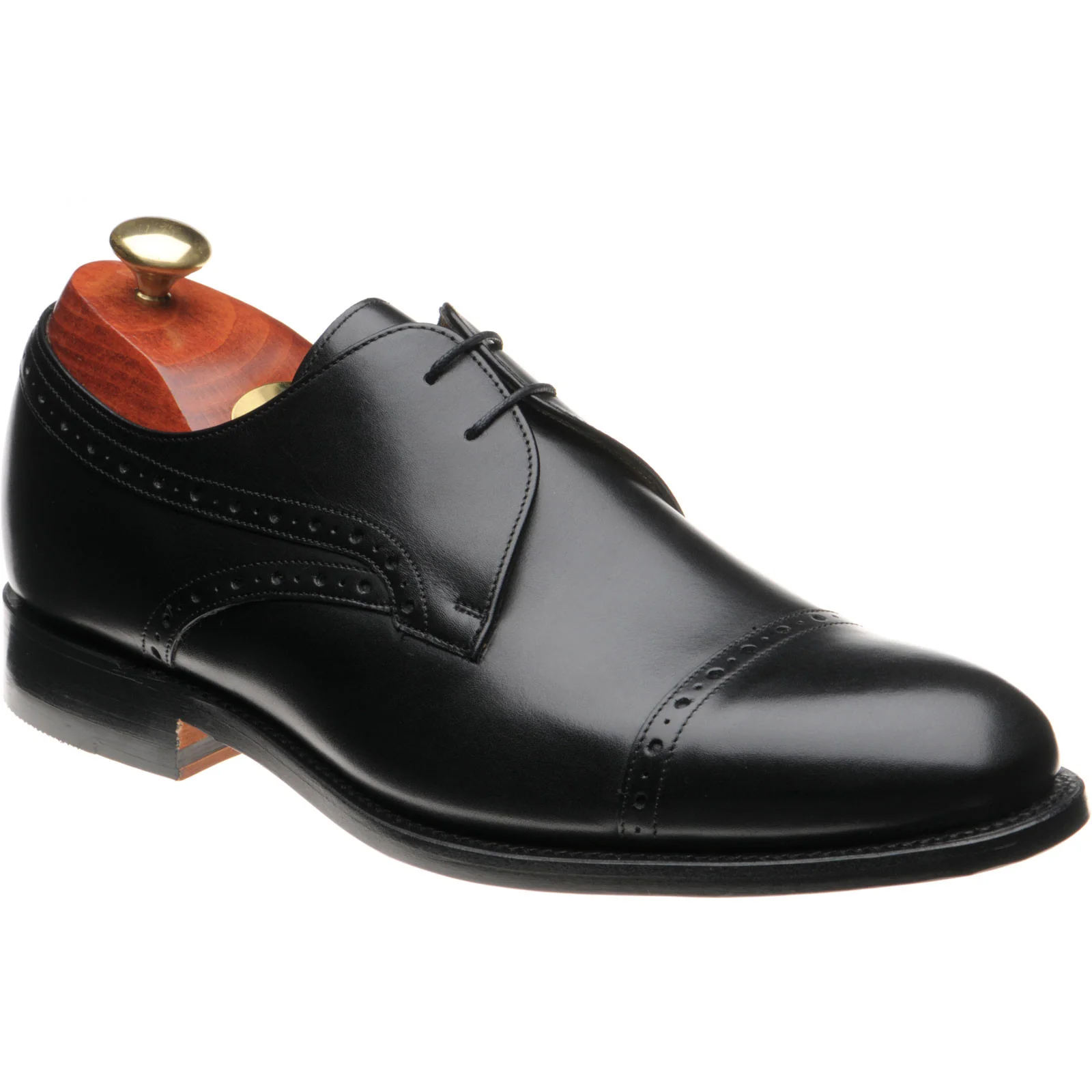 Barker Wye mens hybrid-soled semi-brogues in black calf
