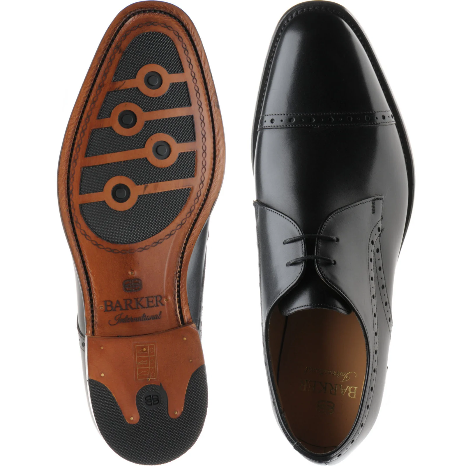 Barker Wye mens hybrid-soled semi-brogues in black calf - Image 3