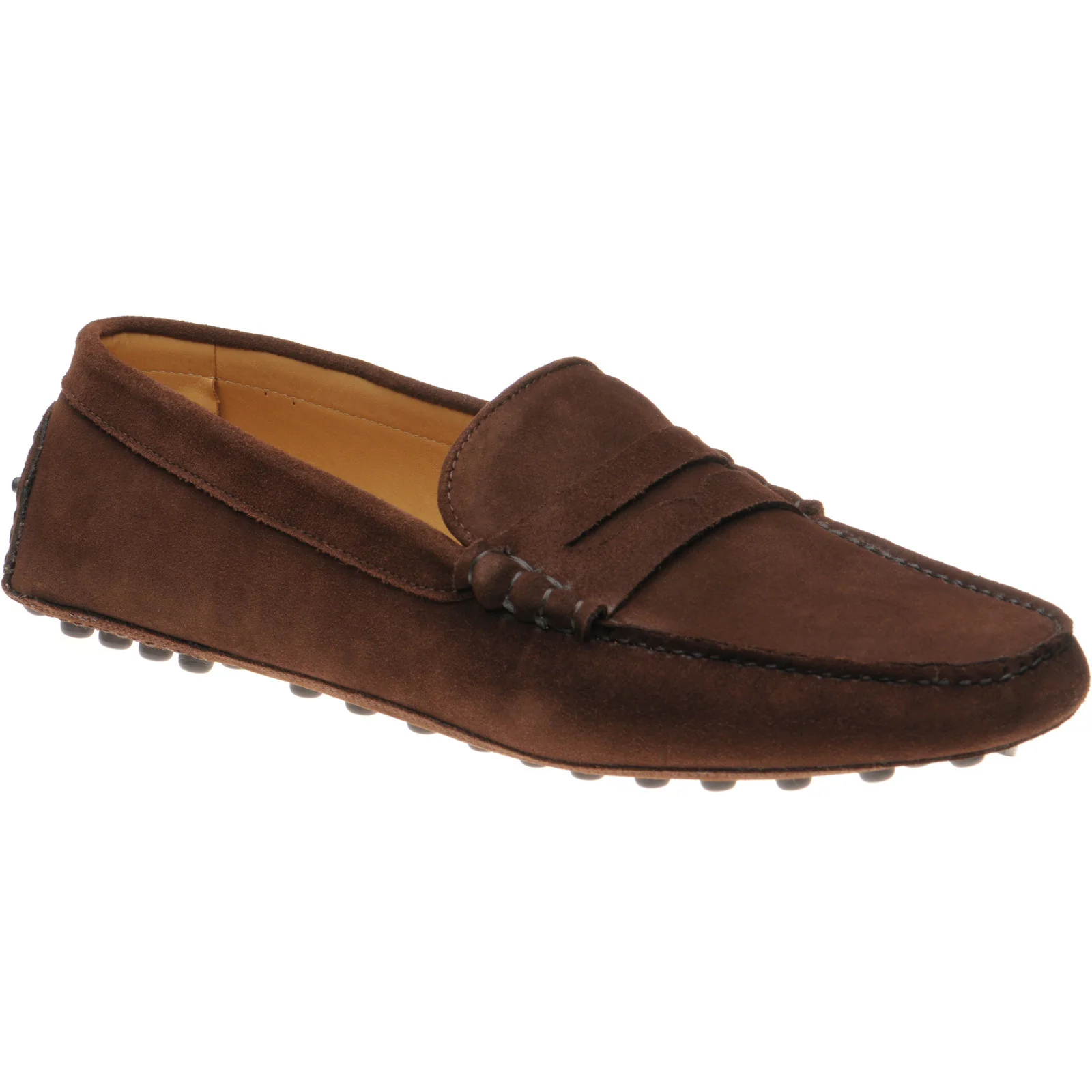 Carlos Santos 1007 mens rubber-soled driving moccasins in brown suede
