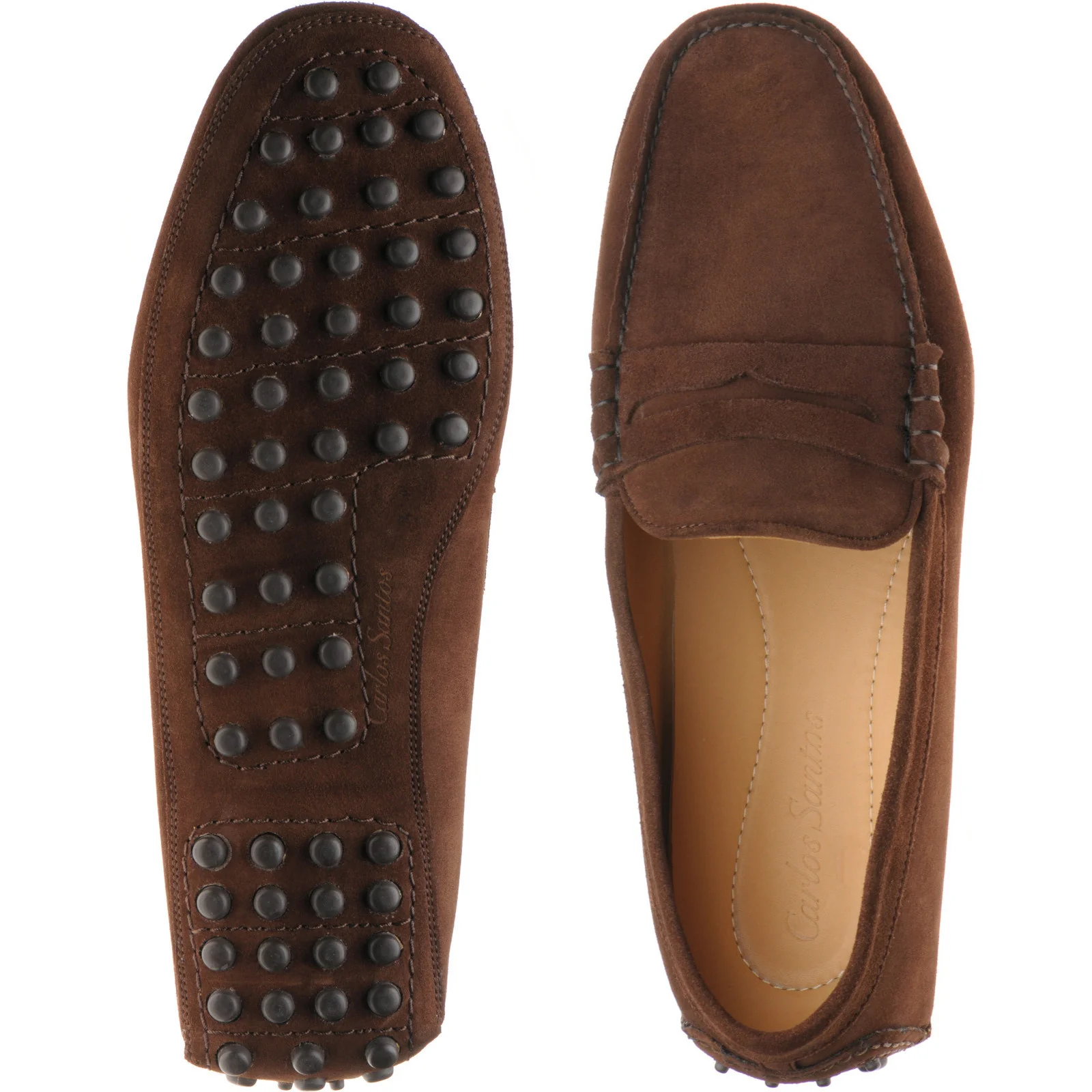 Carlos Santos 1007 mens rubber-soled driving moccasins in brown suede - Image 3