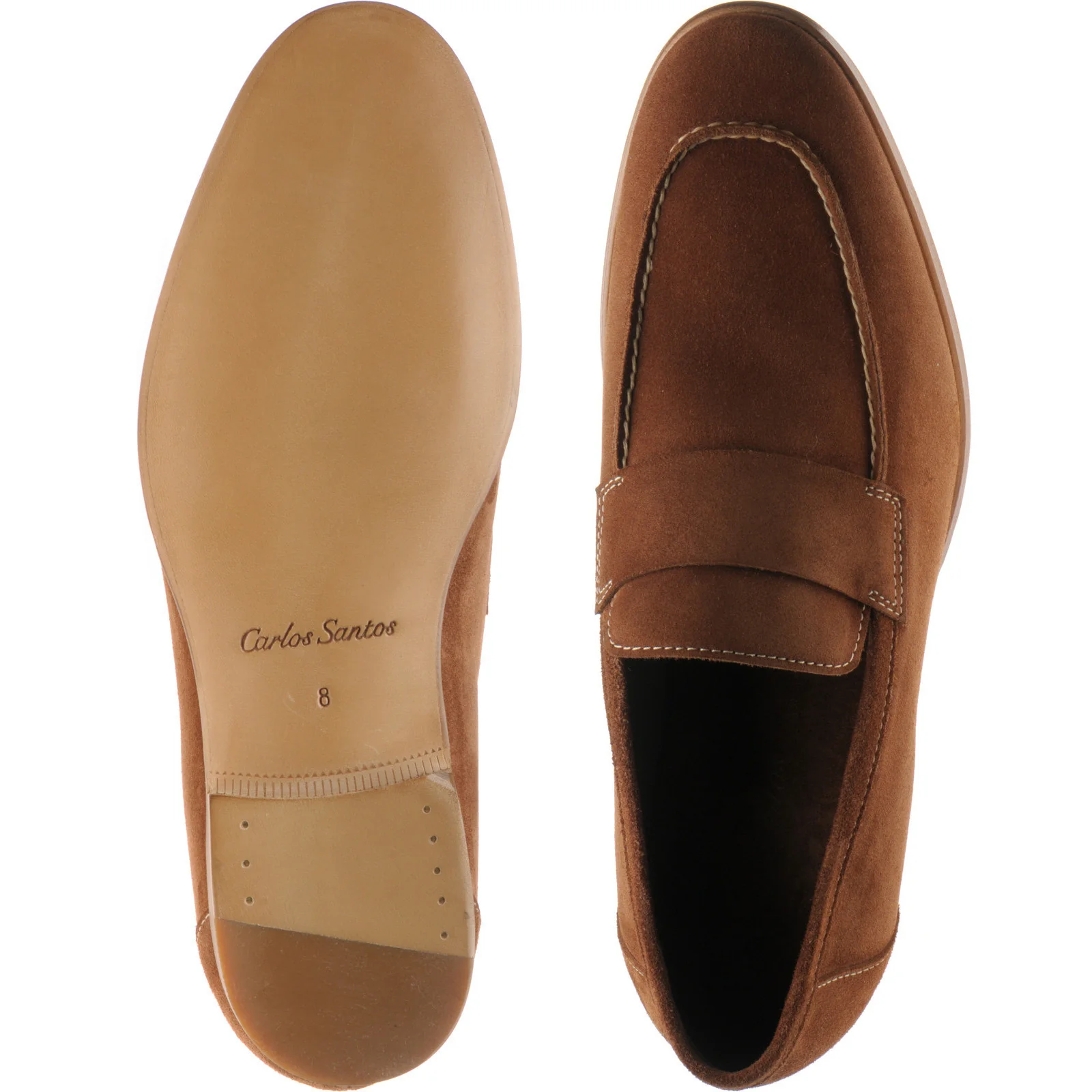 Carlos Santos 1384 mens loafers in brucciato suede - Image 3