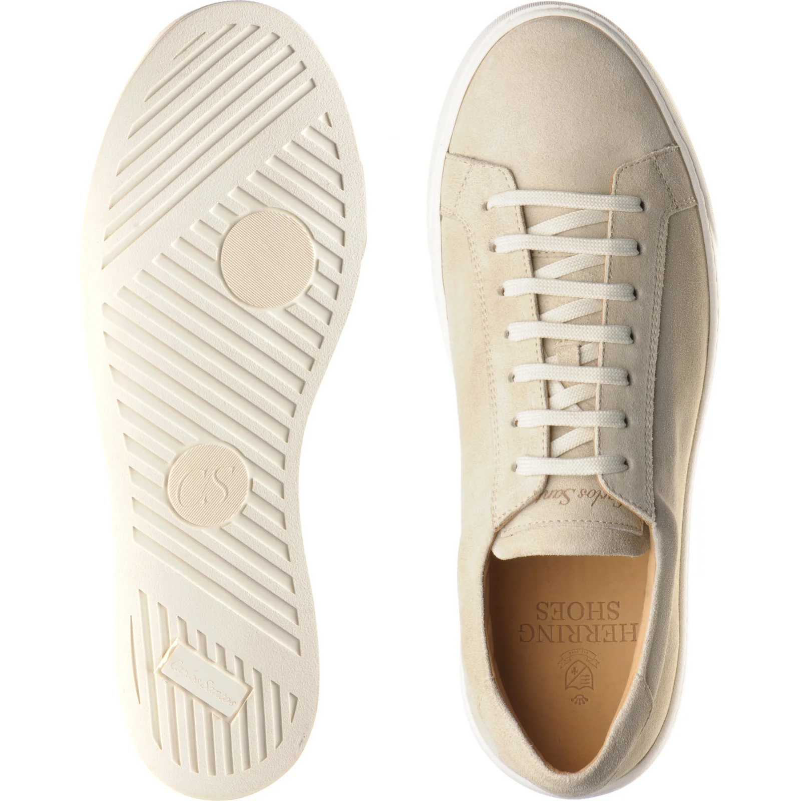 Carlos Santos 1655 mens rubber-soled trainers in sand suede - Image 3