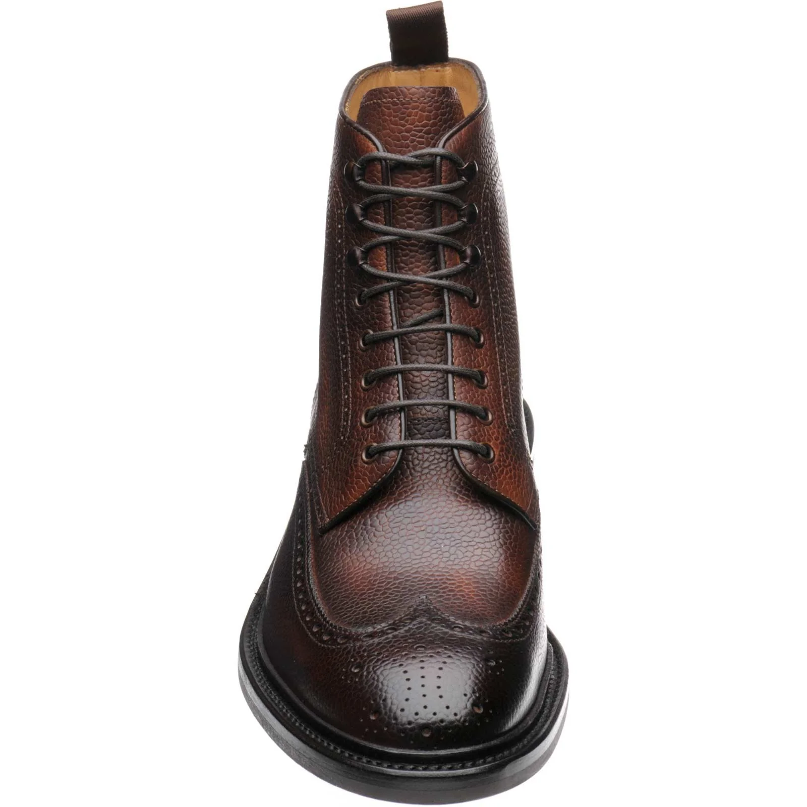 Carlos Santos 8922 mens rubber-soled brogue boots in guimaraes grain - Image 2