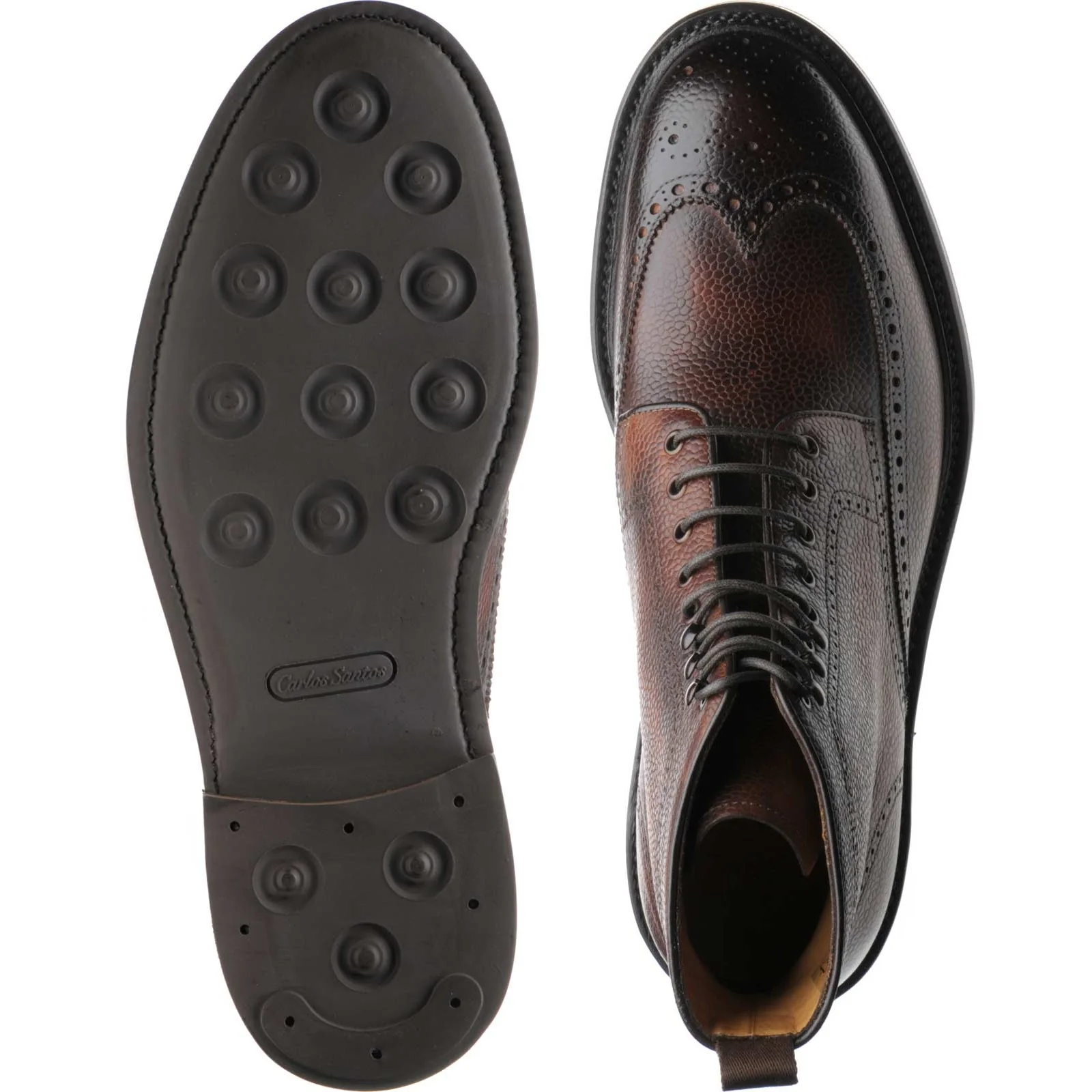 Carlos Santos 8922 mens rubber-soled brogue boots in guimaraes grain - Image 3