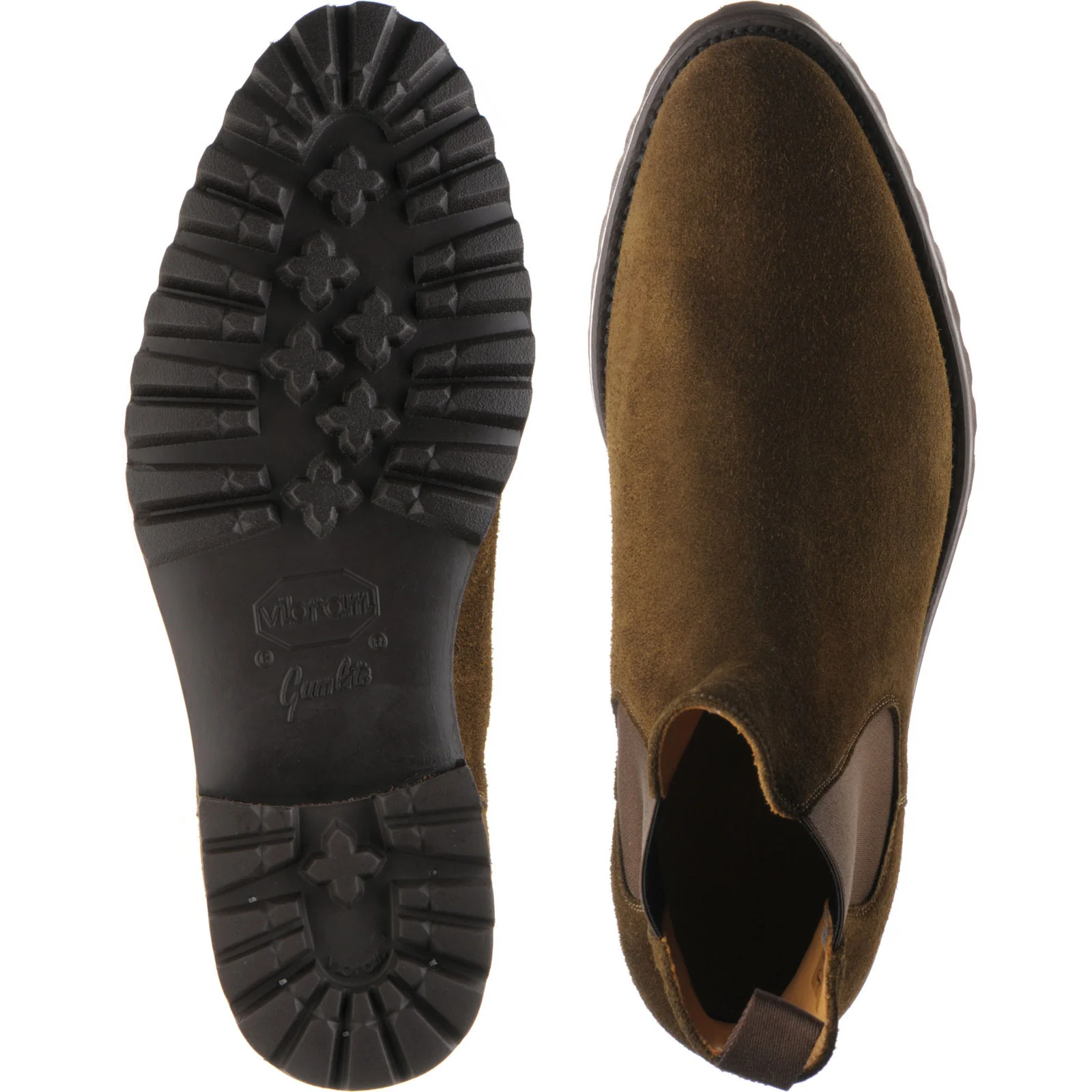Carlos Santos 9588 mens rubber-soled Chelsea boots in olive suede - Image 3