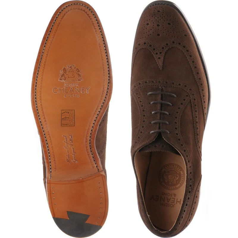Cheaney Arthur III mens brogues in plough suede - Image 3