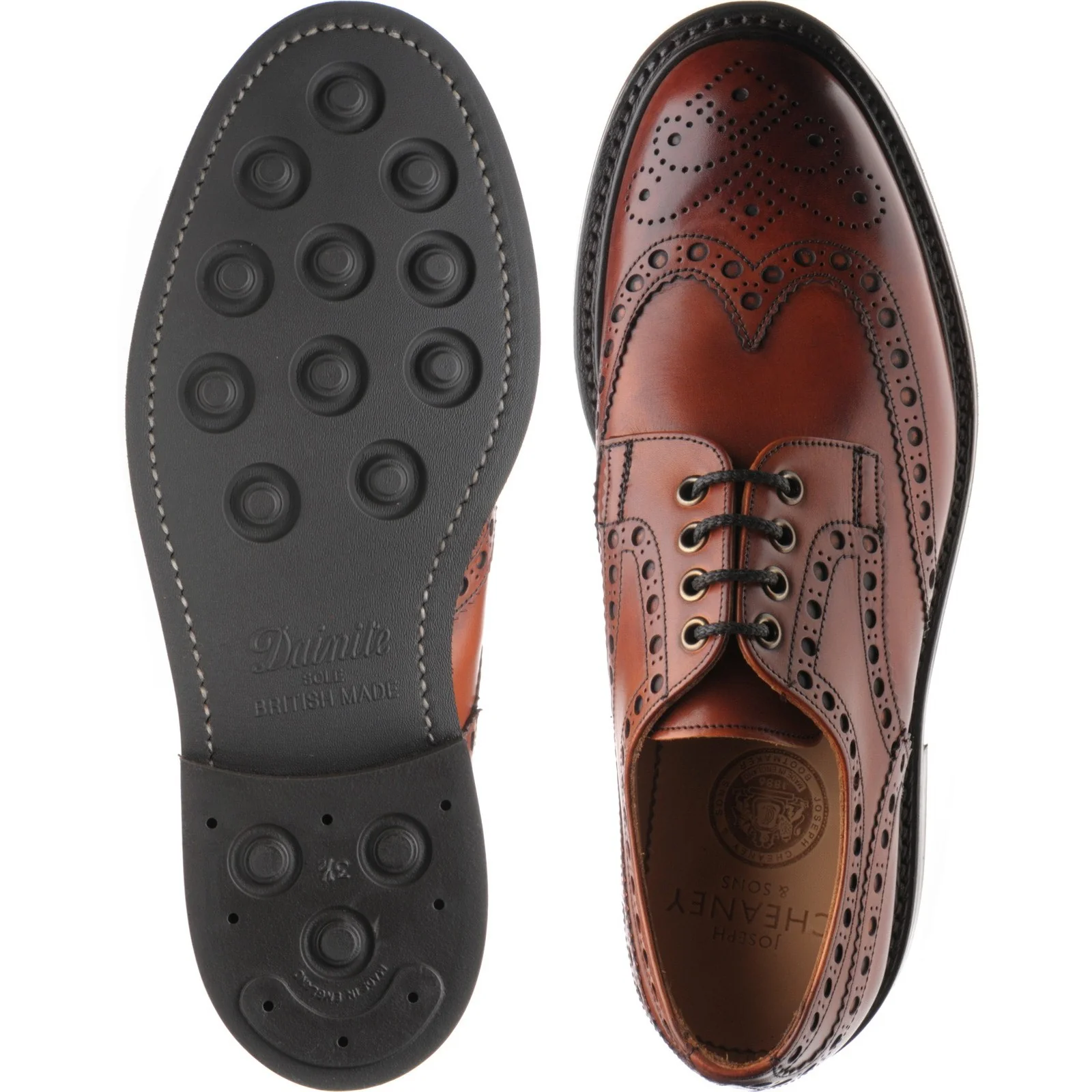 Cheaney Avon R mens rubber-soled brogues in dark leaf calf - Image 3