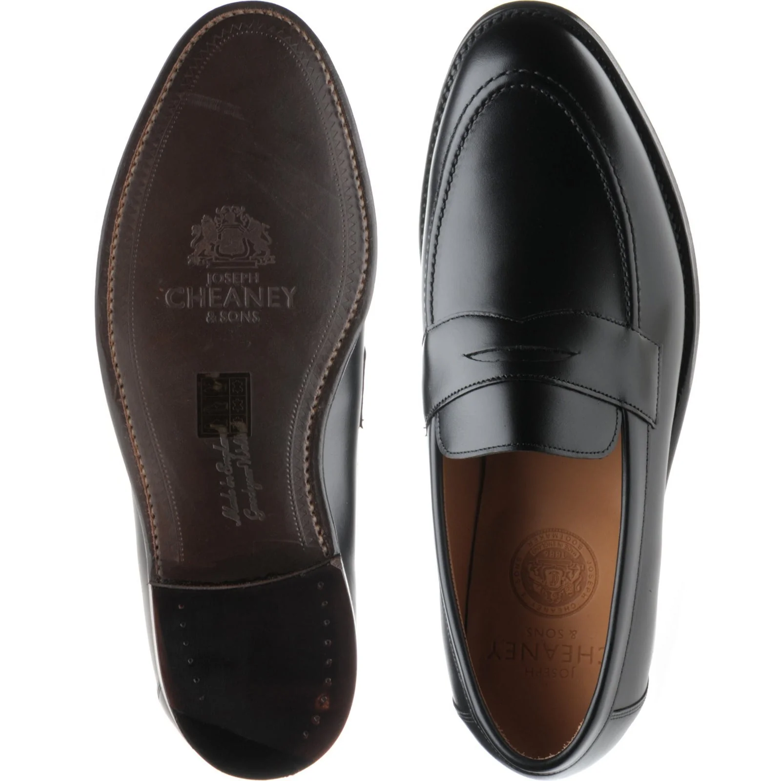 Cheaney Hadley mens loafers in black calf - Image 3