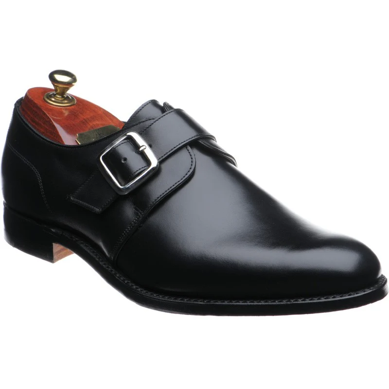 Cheaney Moorgate mens monk shoes in black calf (second)