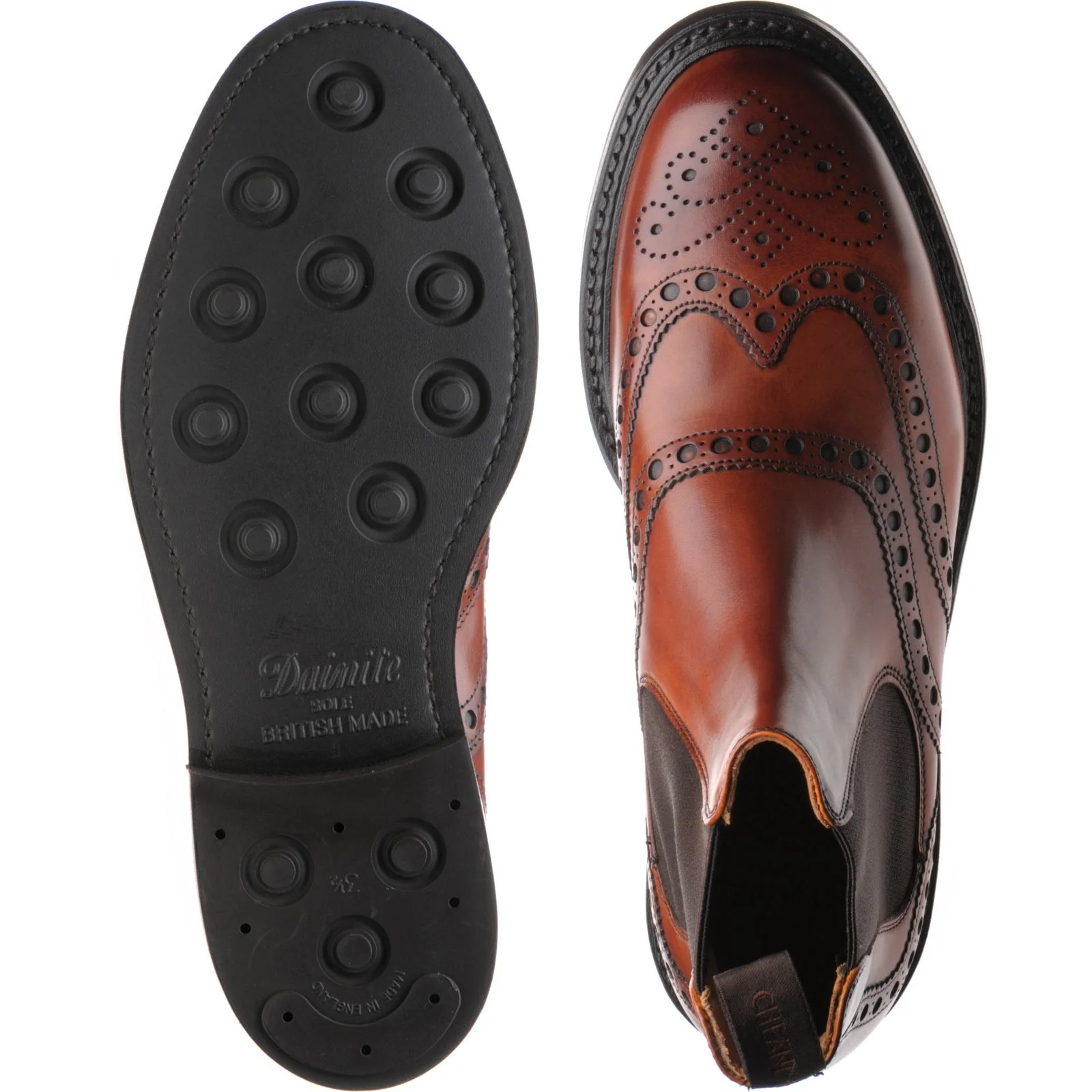 Cheaney Tamar R mens rubber-soled brogue boots in dark leaf calf - Image 3